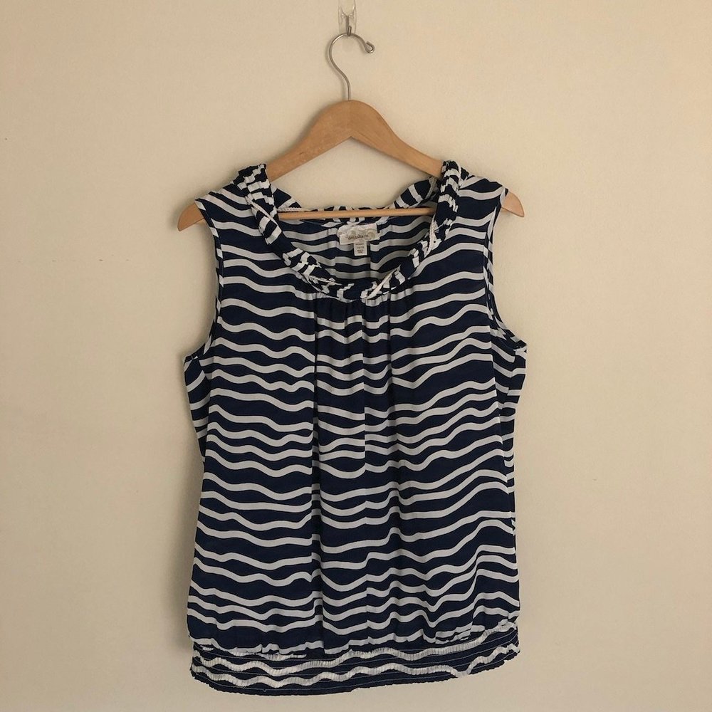 Dress Barn | Blue and White Sleeveless Blouse